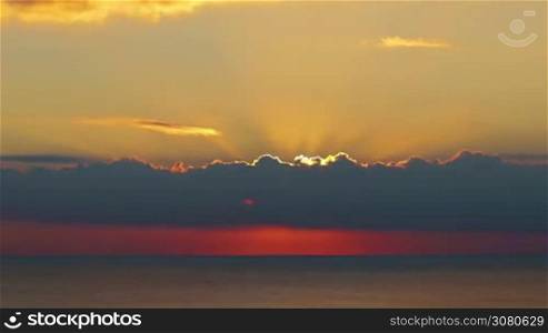 Beautiful sunrise over the ocean in Spain, time-lapse