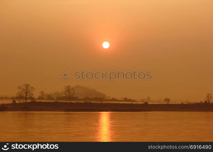 beautiful sunrise over the river as nature background