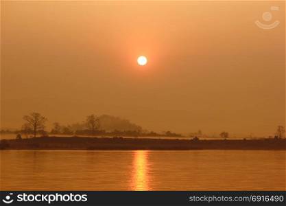 beautiful sunrise over the river as nature background