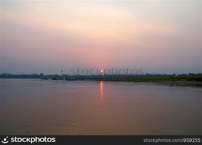 beautiful sunrise over the river as nature background
