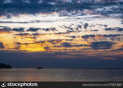 Beautiful sunrise with clouds on the southern coast of Crimea, Yalta.