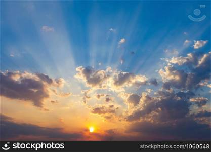 Beautiful Sunset and blue sky with cloud