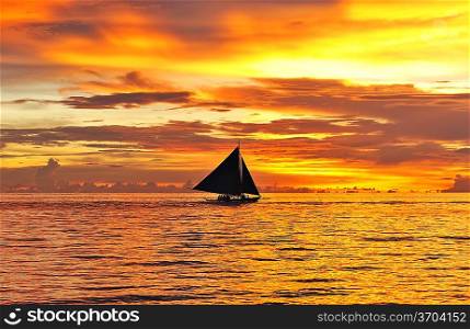 Beautiful sunset at Boracay, Philippines