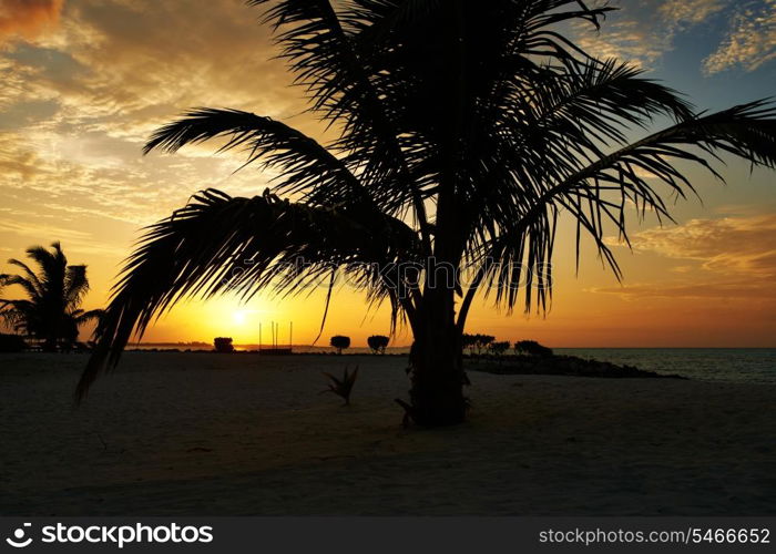 Beautiful sunset at Maldivian beach