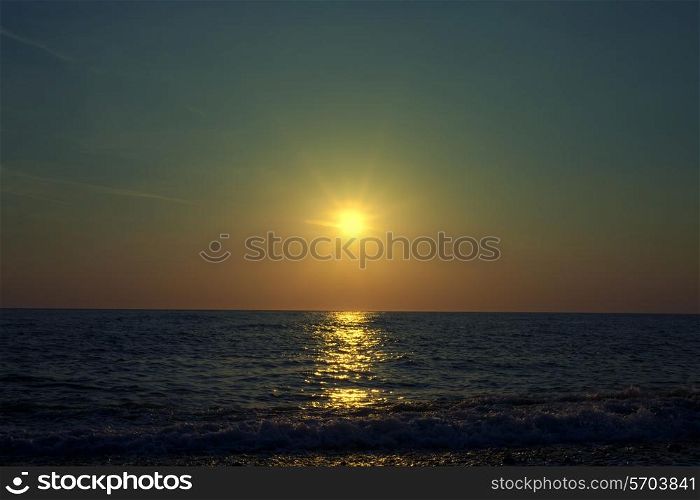 Beautiful Sunset at Sea close up