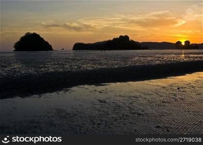 beautiful sunset at the Andaman Sea in Thailand