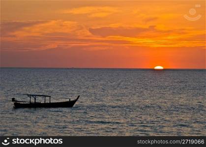 beautiful sunset at the Andaman Sea in Thailand