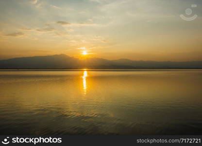 Beautiful sunset at the big lake at Phayao (Kwan Phayao), Phayao, Thailand