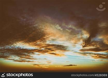 Beautiful Sunset Background On Cloudy Sky