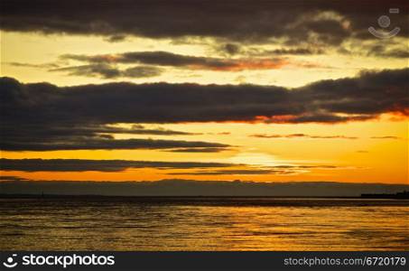 beautiful sunset on a sea, baltic, russia