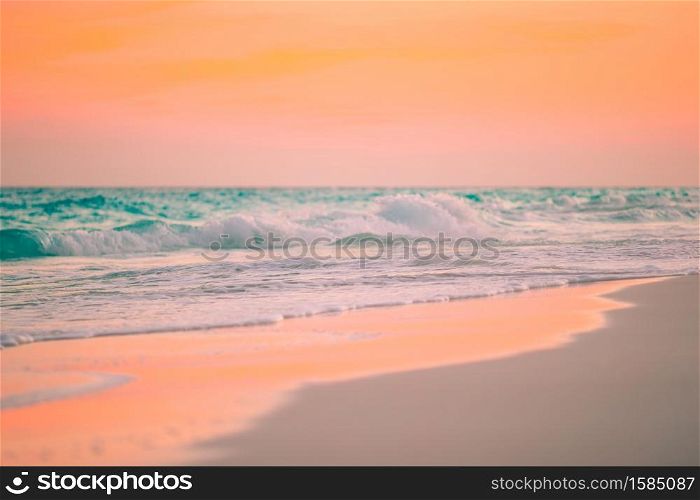 Beautiful sunset on an exotic empty beach. Amazing beautiful sunset on an exotic caribbean beach