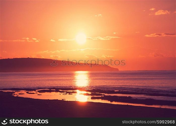 Beautiful sunset on Cyprus coast