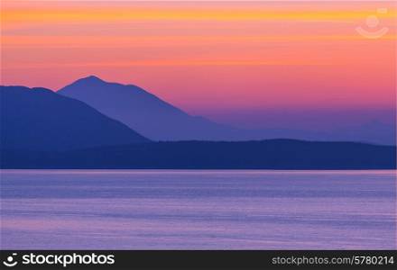 Beautiful sunset on Greece coast