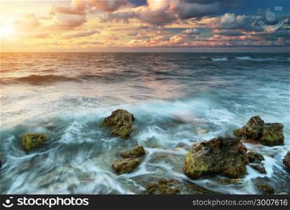 Beautiful sunset on the sea. Nature composition.