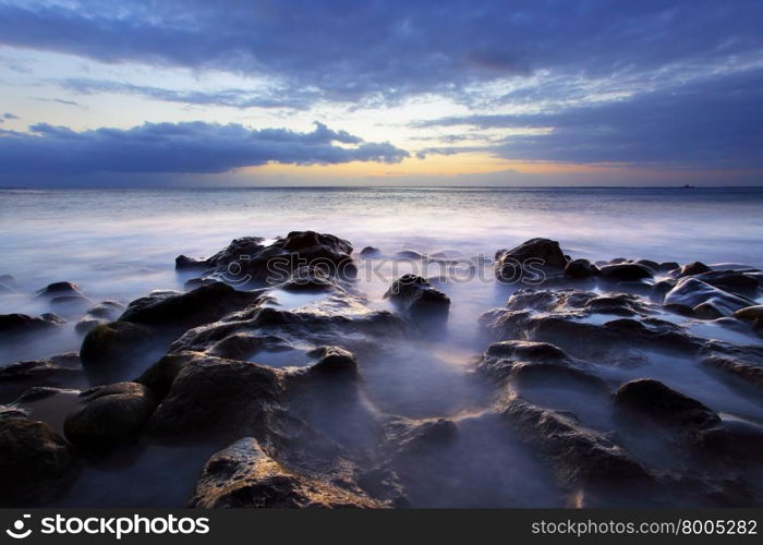 Beautiful sunset over Atlantic Ocean. Tenerife, Canary Islands.