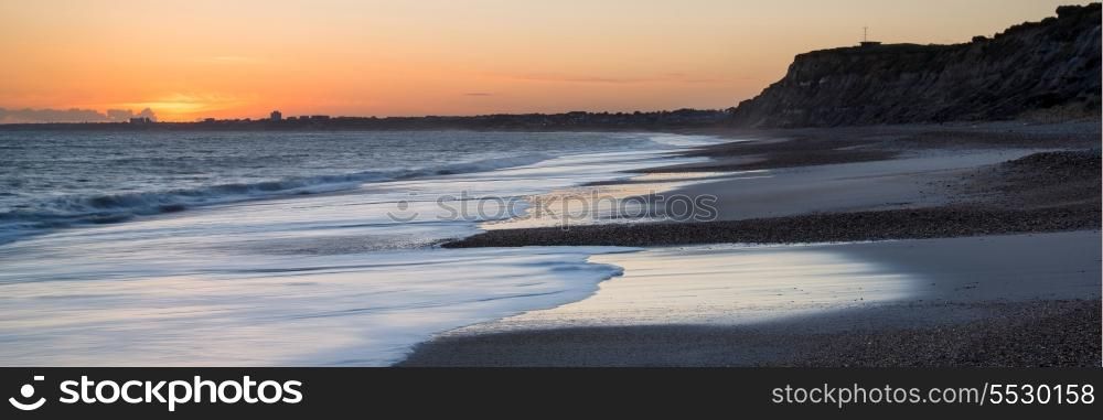 Beautiful sunset over beach long exposure landscape