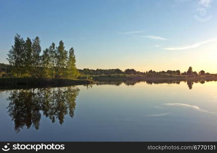 beautiful sunset over lake