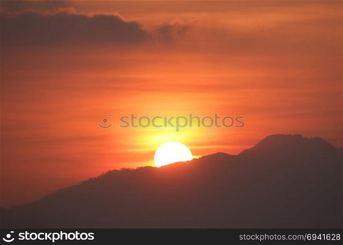 beautiful sunset over the hill, landscape photo