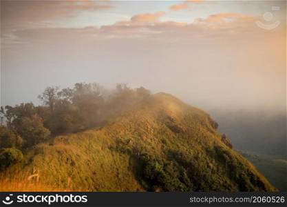 Beautiful sunset over the mountain ,Natural summer landscape on panorama