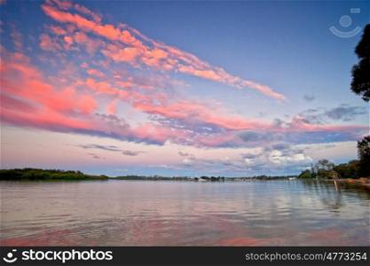 beautiful sunset over the river at yamba nsw