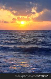 Beautiful sunset over the sea. Sunrise at sea