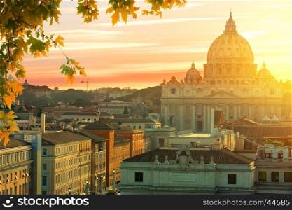 Beautiful sunset over Vatican in summer, Italy