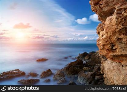 Beautiful sunset seascape. Nature composition.