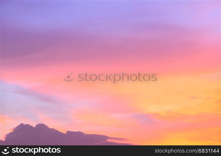 Beautiful sunset sky background in soft focus