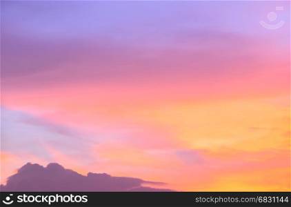 Beautiful sunset sky background in soft focus
