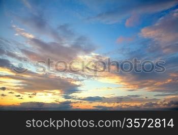 beautiful sunset sky with clouds
