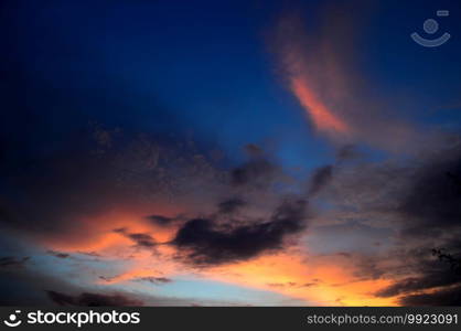 Beautiful sunset sky with clouds. Abstract sky.