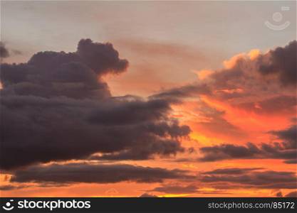 Beautiful sunset with clouds, Abstract nature background in the twilight with sunset