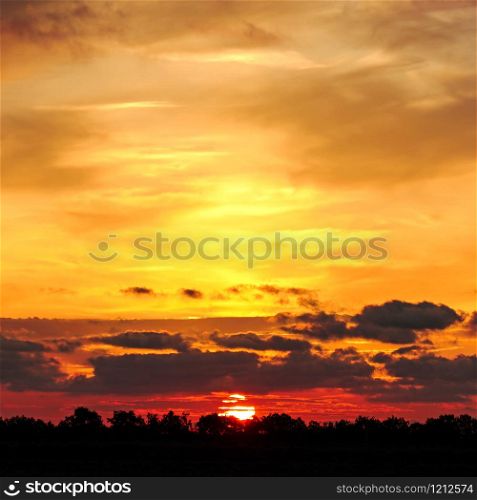 Beautiful sunset with color sky and clouds
