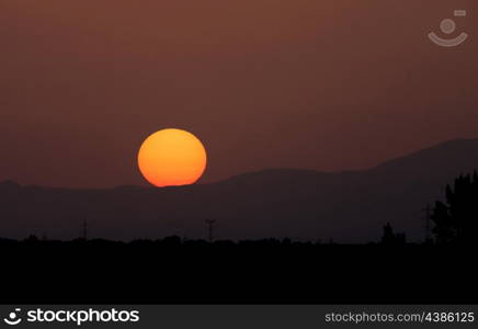 Beautiful sunset with shades of purple and black