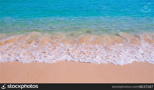 Beautiful surf wave on tropical sandy beach. Wave on tropical sandy beach