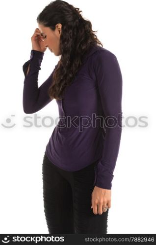 Beautiful tall Indian woman in a purple blouse