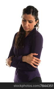 Beautiful tall Indian woman with a sad expression