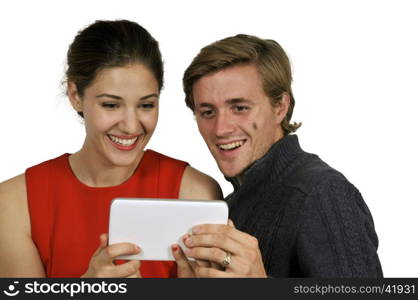 Beautiful technologically savvy woman using a tablet