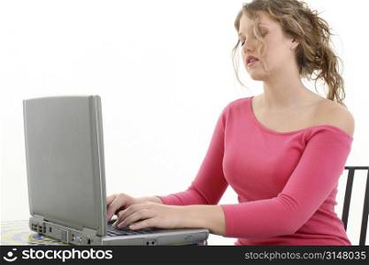 Beautiful Teen Girl with Laptop.