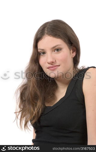 Beautiful teenager on white background