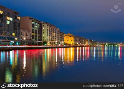 Beautiful Thessaloniki quay at twilight. Greece