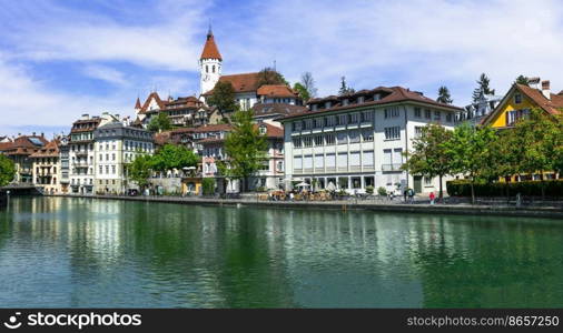 Beautiful towns and places of Switzerland - Thun town and lake