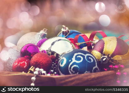 Beautiful traditional Christmas decor closeup