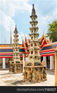 beautiful traditional Thai architecture on the territory of the temple in Bangkok