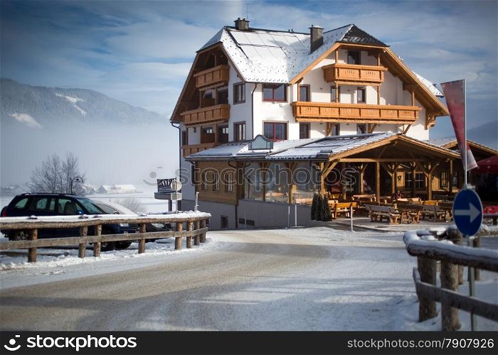 Beautiful traditional wooden chalet in Austrian Alps