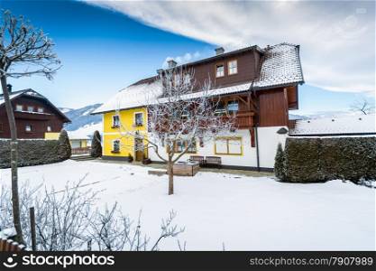 Beautiful traditional wooden house in Austrian Alps