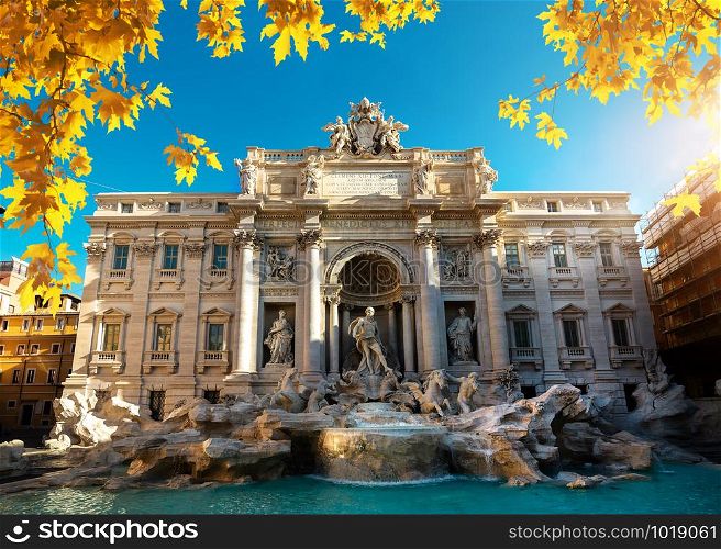 Beautiful Trevi Fountain in autumn in Rome