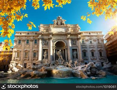 Beautiful Trevi Fountain in autumn in Rome