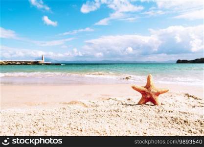 Beautiful tropical beach and sea landscape with coconut palm tree and umbrella and chair - Boost up color Processing. Sea and Beach