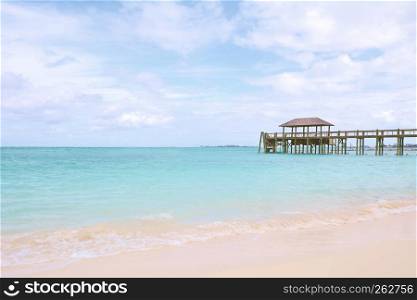Beautiful tropical beach in Nassau, Bahamas. Summer Vacation.